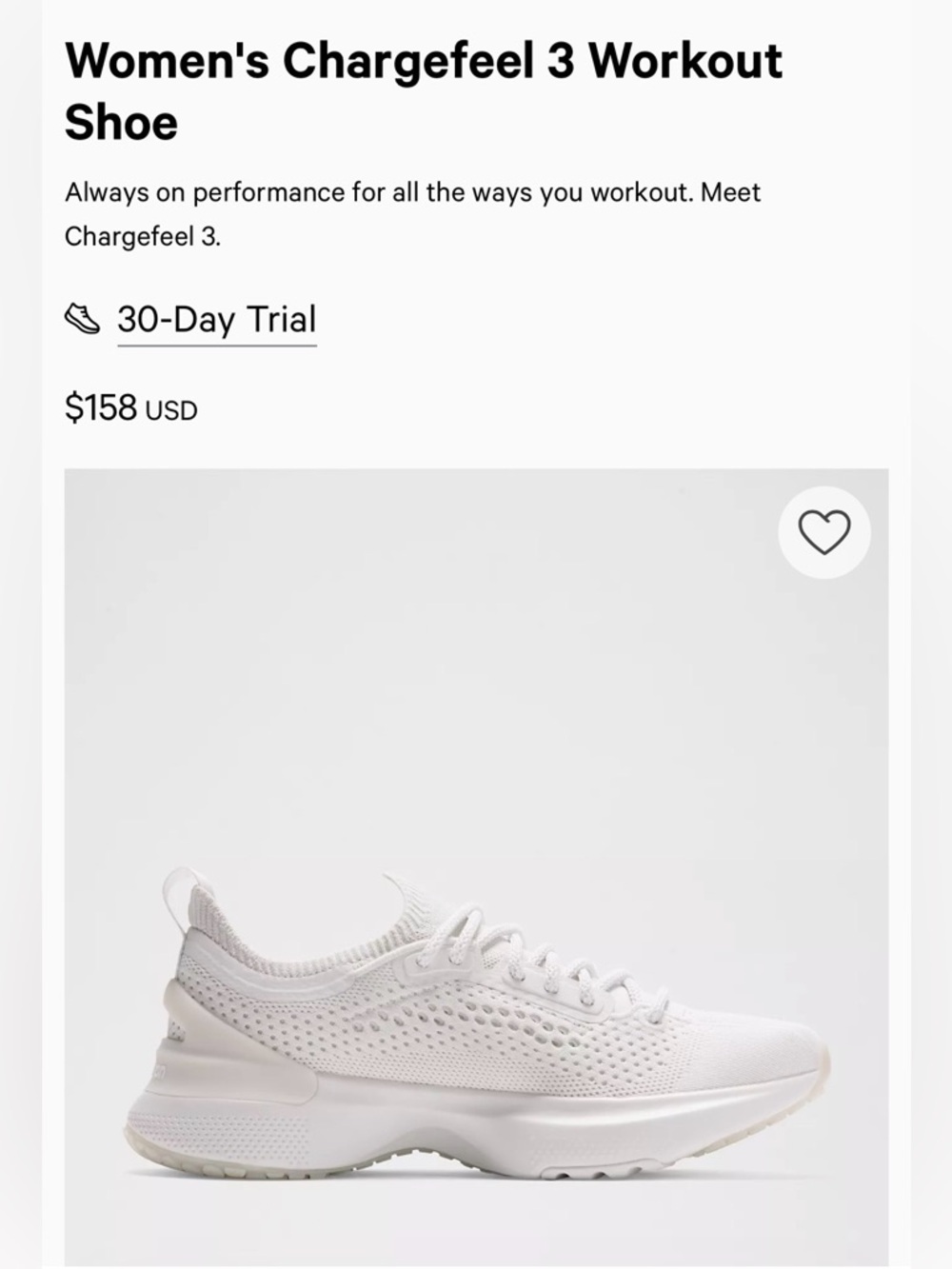 Lululemon Women's Chargefeel 3 Workout Shoe - White